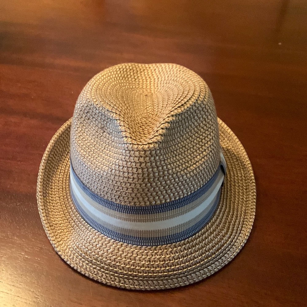 Women’s Straw Fedora Hat.  Barely worn.  Tan and blue